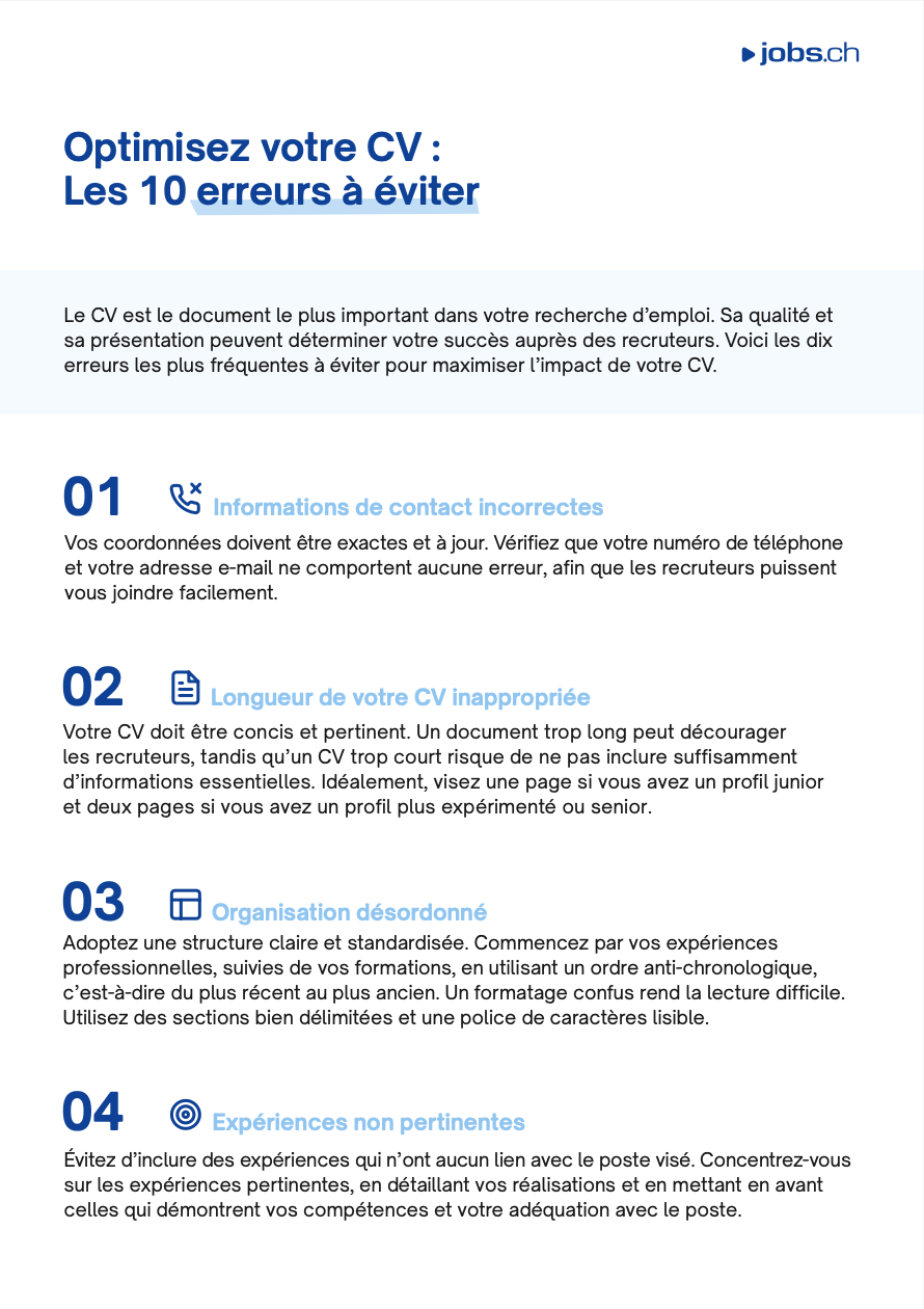 Optimisez votre CV : Les 10 erreurs à éviter